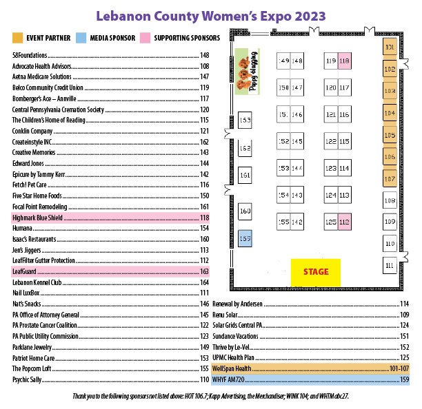 Women's Expo Lebanon County Map